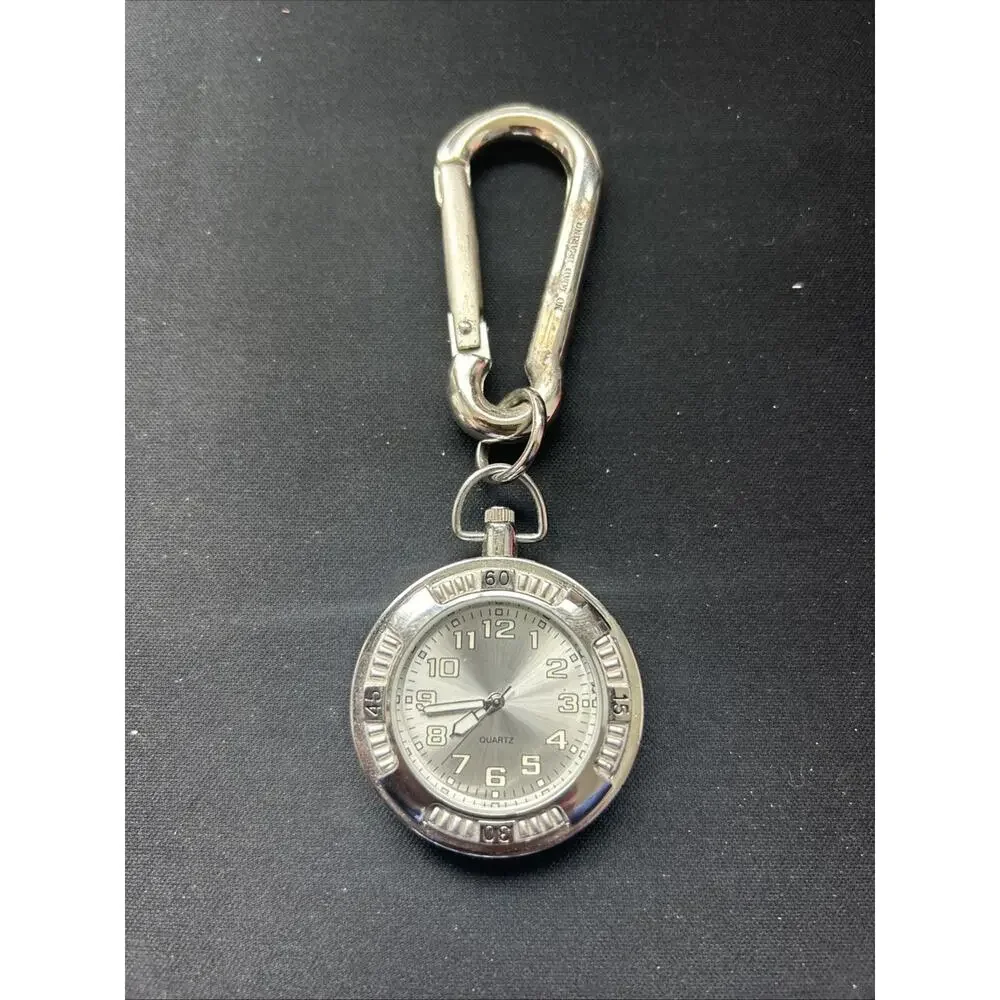 Silver Tone Clip On Quartz Watch